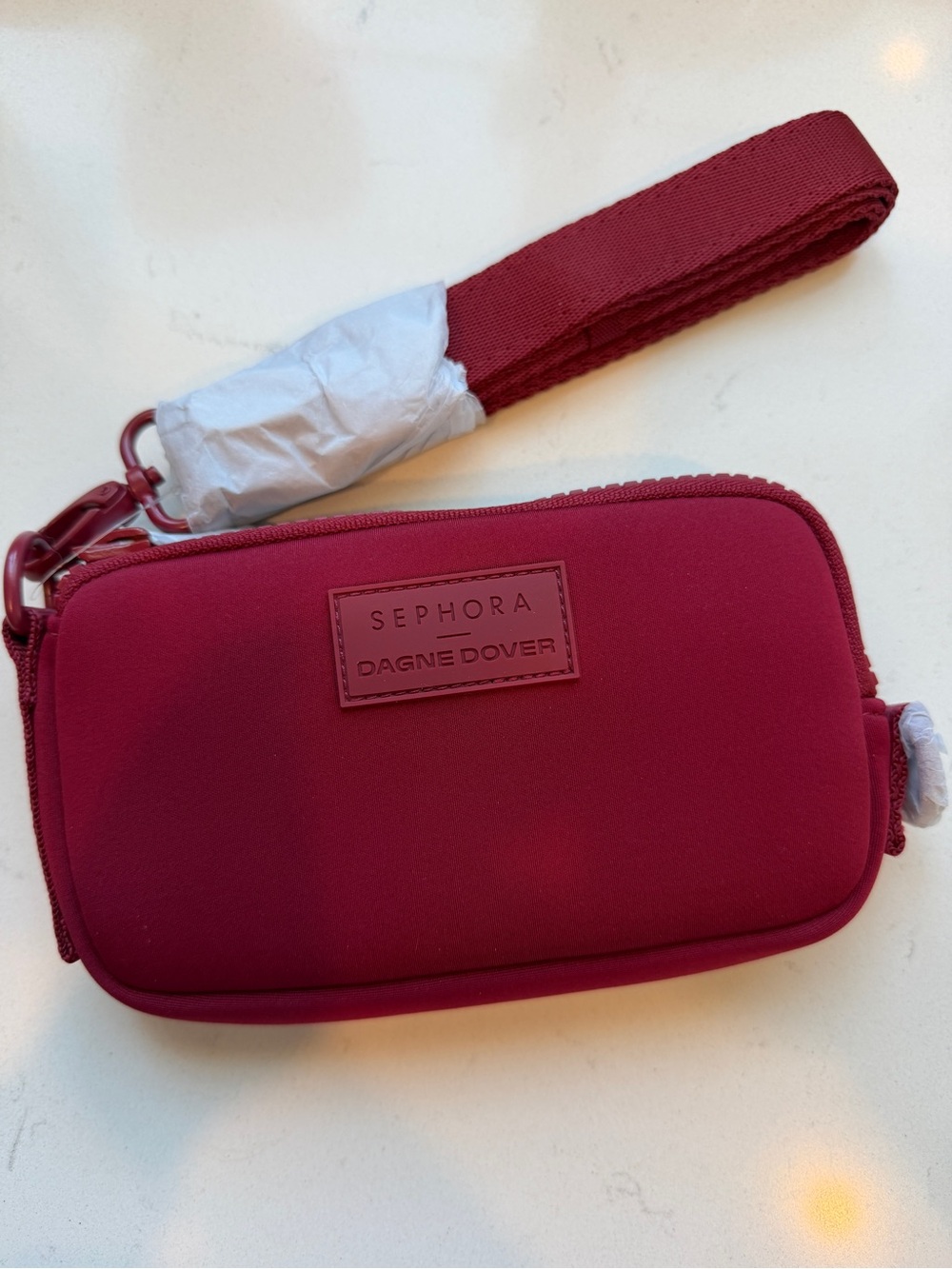 BRAND NEW- Sephora X Dagne Dover Burgundy Neoprene crossbody bag